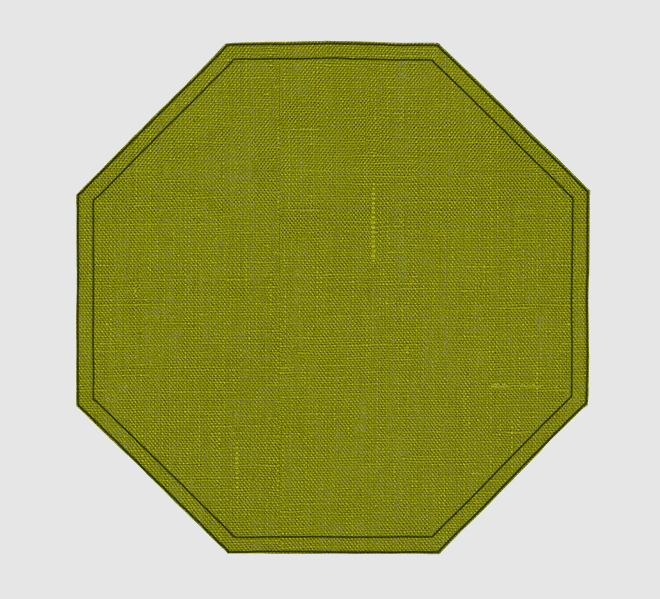 washable linen placemat sage green dark green contrast trim