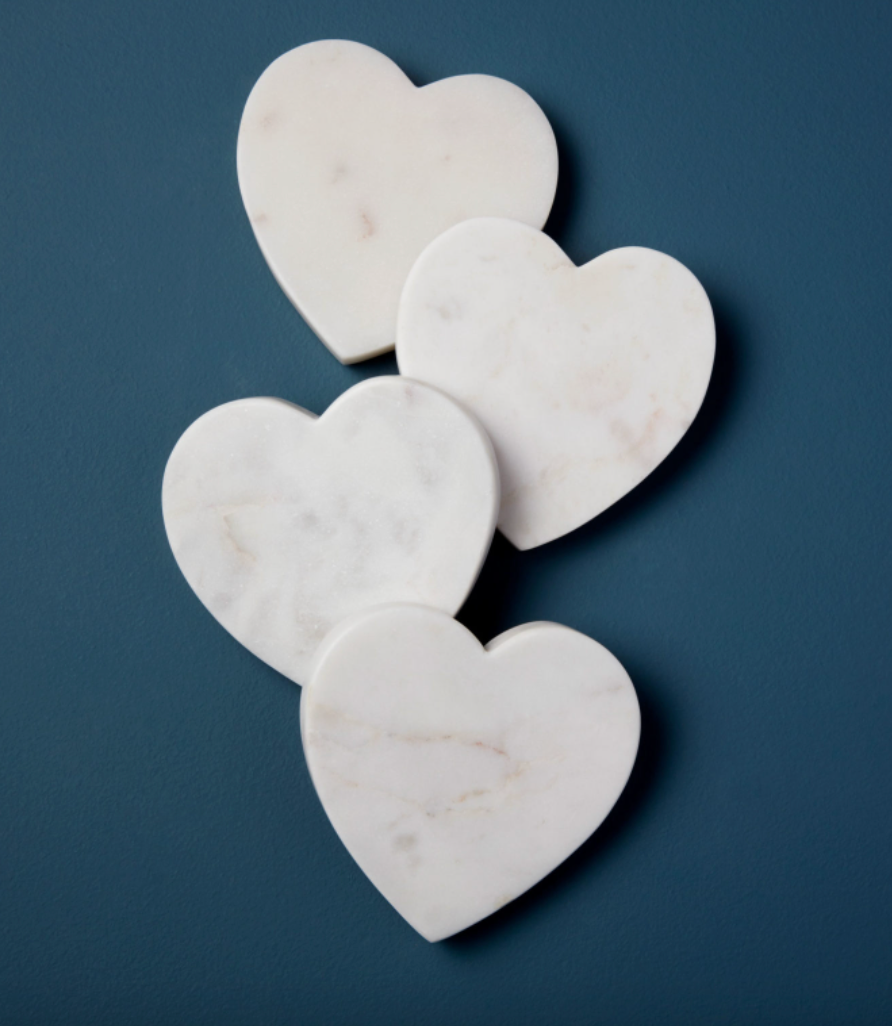 White Marble Coasters, Heart
