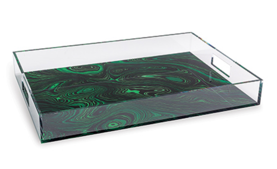 Malachite lucite tray