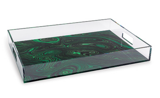 Malachite lucite tray