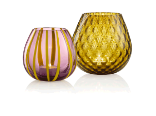 Murano Macrame String Bull Brown and Violet Candleholder