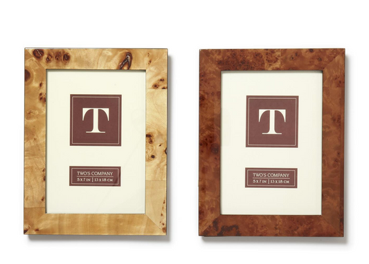 Burled Wood 5" x 7" Photo Frame Asst 2 Colors