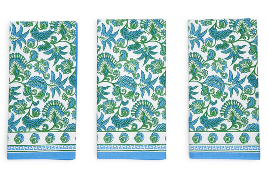 Hampton S/4 Floral Block Print Cloth Napkins