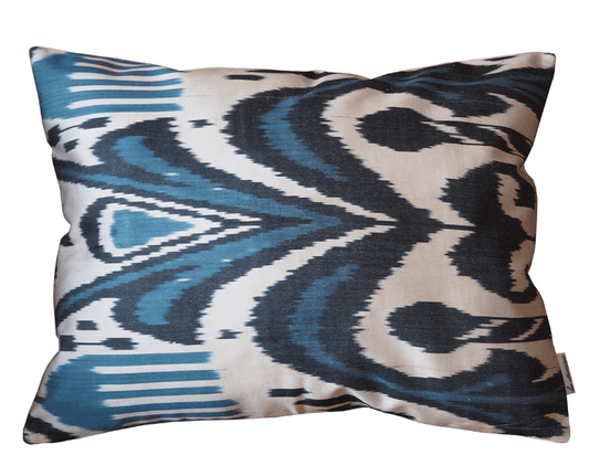 Ikat pillows--silk and velvet cobinations